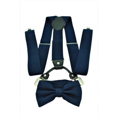 9001S/B-NAVY SUSPENDER BOW TIE SET (NAVY)